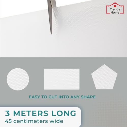 Senego by Trendy Home Anti-Slip Mat for Kitchen (45 cm x 3 m), Food Grade & Washable, Mat for Fridge, Shelves, Cupboards, EVA Shelf Liner Sheet for Drawers & Wardrobe (Diamond Texture, White) - Image 4