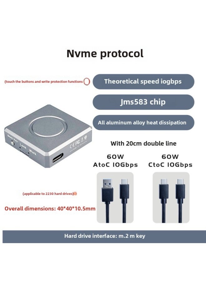 Digital Computer/mobile Hard Drive Box Usb 3.0 Interface High Speed Data Transfer Portable Storage Device Compact Design-Color:【JMS583 Key Write Protection 10G】 With Two Lines - Image 1