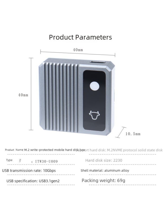 Digital Computer/mobile Hard Drive Box Usb 3.0 Interface High Speed Data Transfer Portable Storage Device Compact Design-Color:【JMS583 Key Write Protection 10G】 With Two Lines - Image 3