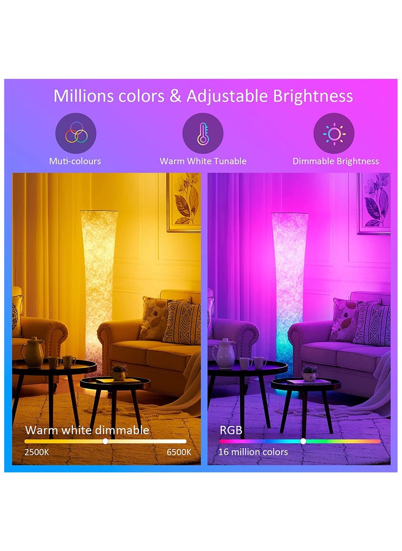 KADRAMA Smart LED Floor Lamps, RGB Color Changing and Dimmable LED Lights with Remote Control, 52 Inch DIY Mode Music Sync Standing Modern Corner Lamp Decor for Living Room Bedroom Game Room White 130x20 cm  - Image 2