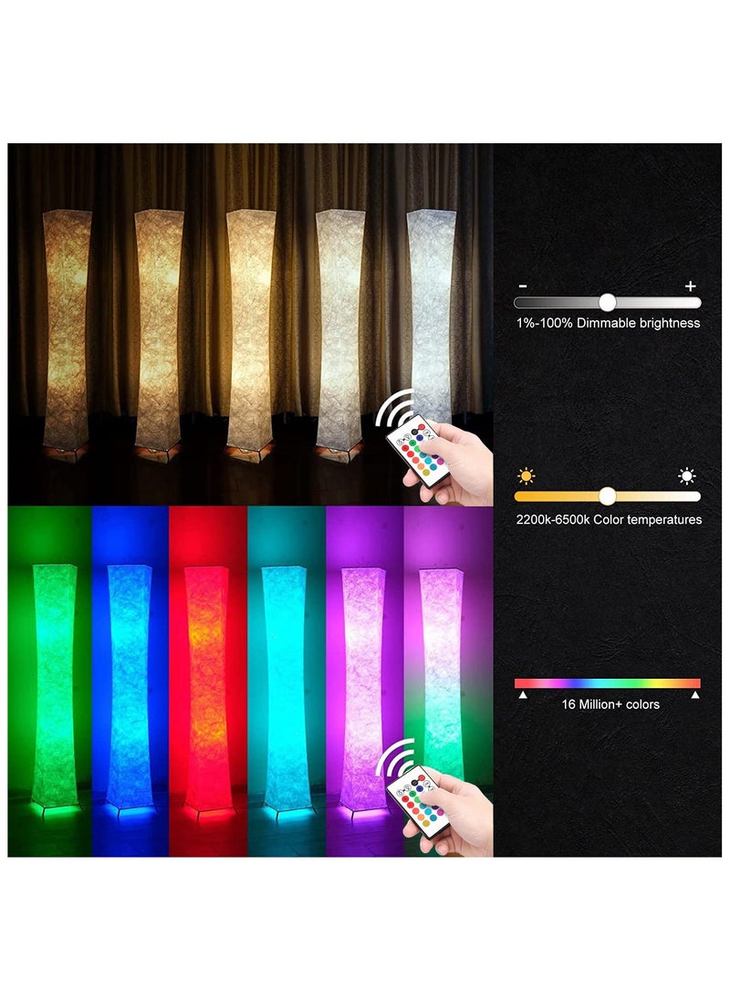 KADRAMA Smart LED Floor Lamps, RGB Color Changing and Dimmable LED Lights with Remote Control, 52 Inch DIY Mode Music Sync Standing Modern Corner Lamp Decor for Living Room Bedroom Game Room White 130x20 cm  - Image 3