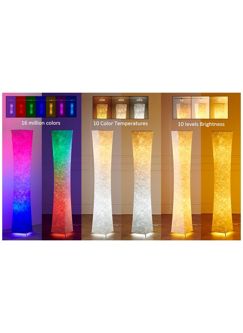 KADRAMA Smart LED Floor Lamps, RGB Color Changing and Dimmable LED Lights with Remote Control, 52 Inch DIY Mode Music Sync Standing Modern Corner Lamp Decor for Living Room Bedroom Game Room White 130x20 cm  - Image 4