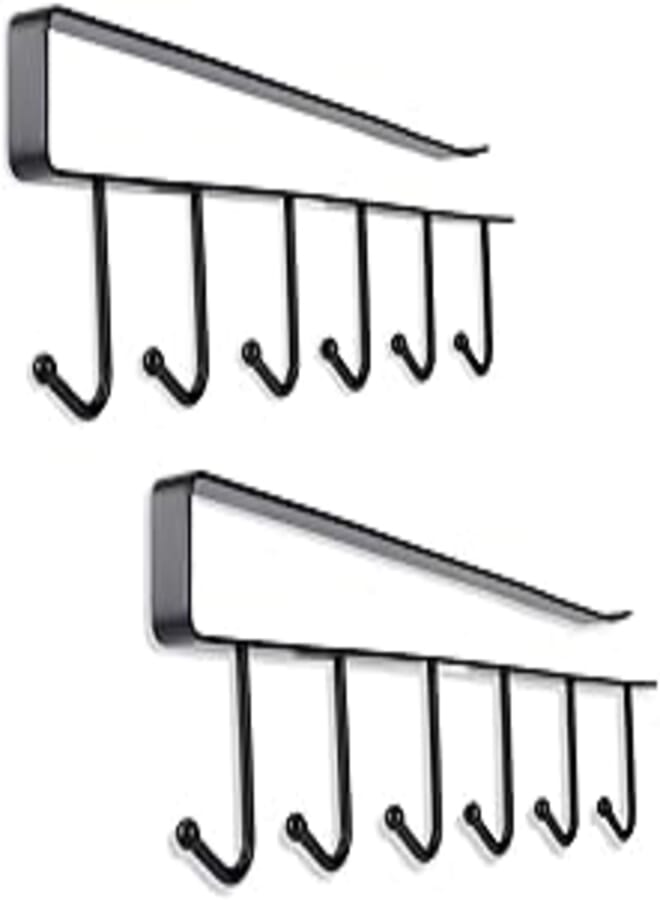 Beauenty 2Pcs Multifunction Nail Free Under Shelf Mug Hooks Rack Hook Mug Holder for Kitchen,Armoire,or Any 0.78-1inch Thickness Shelf