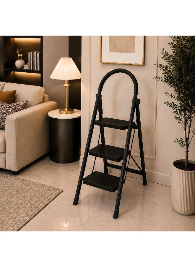 سلم معدني قابل للطي 3 درجات بمقبض أمان - Image 3
