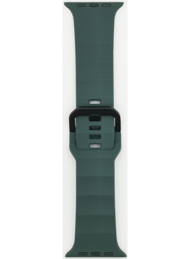 Silicone Sport Watchband Suitable For Apple Watch Ultra Iron Buckle Wave Design Fashionable Strap For Men And Women-Color:olive Green - Image 1