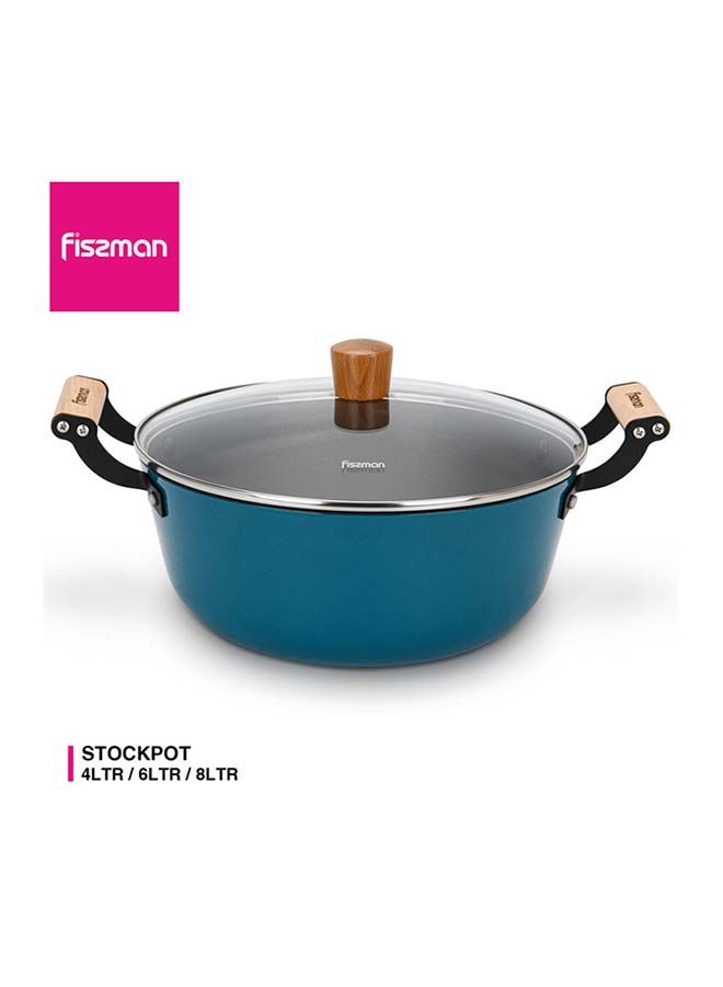 Fissman Seagreen Series Enamelled Lightweight Cast Iron Non-stick Coated Stockpot With Glass Lid 24x11cm/4ltr - Image 5