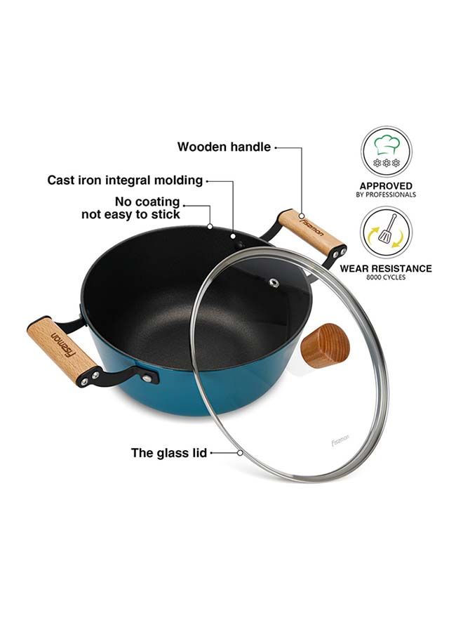 Fissman Seagreen Series Enamelled Lightweight Cast Iron Non-stick Coated Stockpot With Glass Lid 24x11cm/4ltr - Image 2