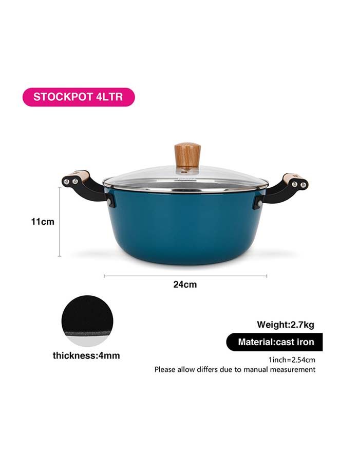 Fissman Seagreen Series Enamelled Lightweight Cast Iron Non-stick Coated Stockpot With Glass Lid 24x11cm/4ltr - Image 4