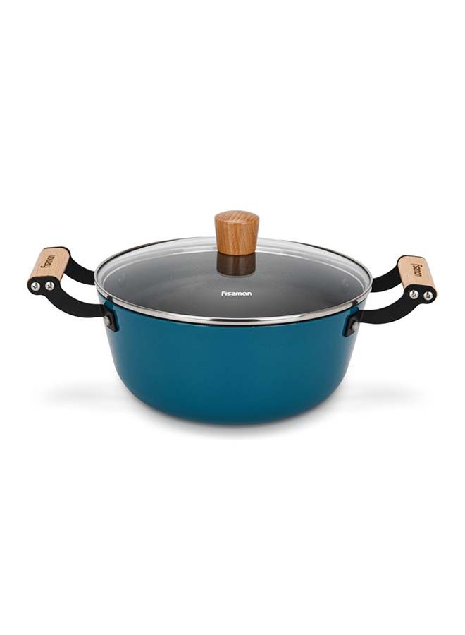Fissman Seagreen Series Enamelled Lightweight Cast Iron Non-stick Coated Stockpot With Glass Lid 24x11cm/4ltr - Image 1