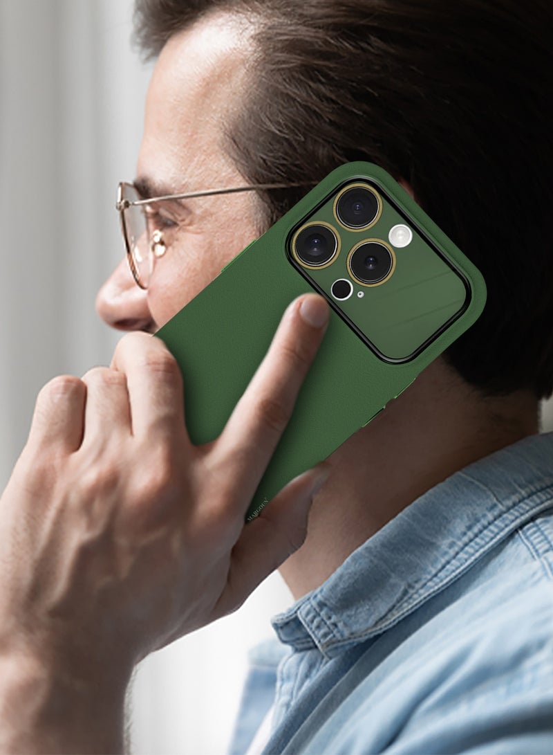 Hard Silicone Case Cover for Apple iPhone 14 Pro Max - Cover with Camera Protection Bumper - Auto Focus Design - Dark Green - Image 3