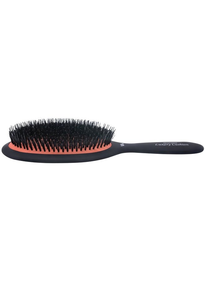 Spornette Large Luxury Cushion Boar And Nylon Bristle Oval Hair Brush (#Lx-1) With A Soft Satin No-Slip Handle Best Used For Styling, Smoothing All Hair Types, Wigs And Extensions For Women And Men  - Image 3