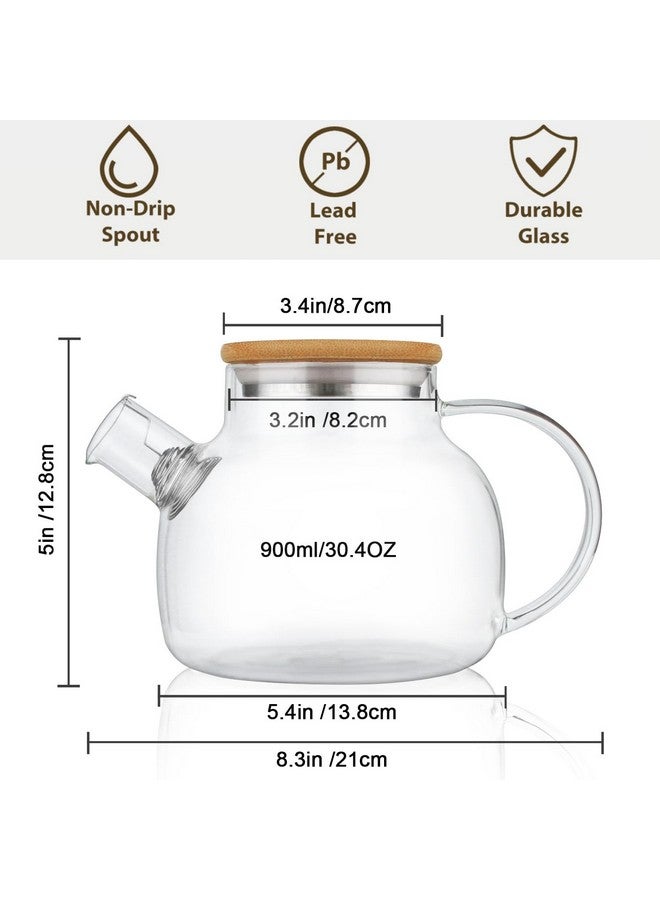 CnGlass CnGlass Glass Teapot Stovetop Safe,30.4oz Clear Tea pot with Removable Filter Spout,Loose Leaf and Blooming Tea Maker  - Image 1