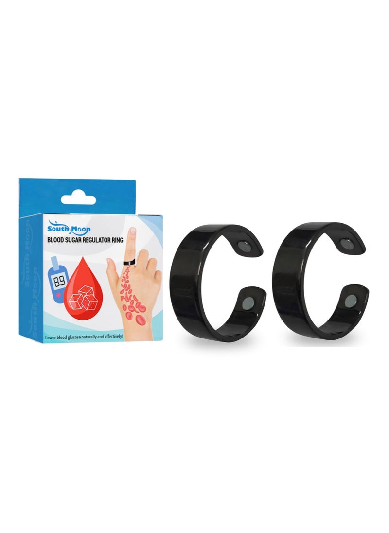 SOUTH MOON - Blood Glucose Control Ring, 2 Pieces Blood Sugar Regulator Ring for Acupressure for Women Men Adjustable Blood Glucose Control Ring - Image 1
