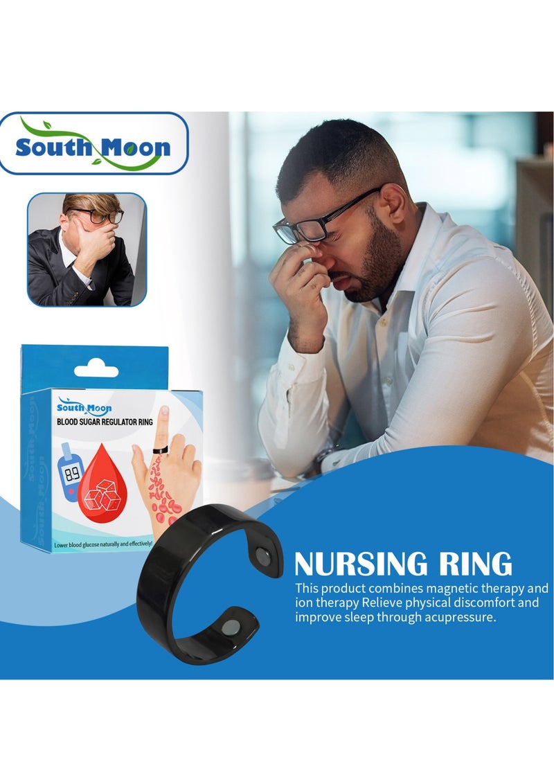 SOUTH MOON - Blood Glucose Control Ring, 2 Pieces Blood Sugar Regulator Ring for Acupressure for Women Men Adjustable Blood Glucose Control Ring - Image 1