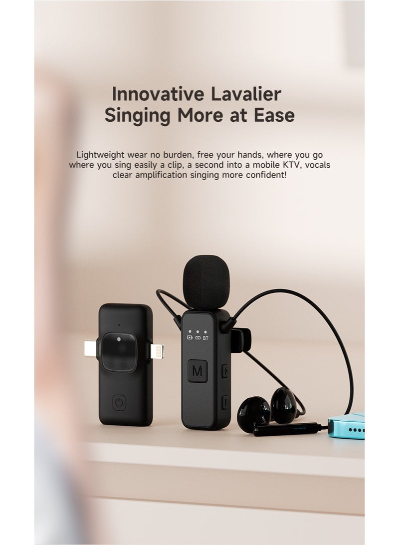Wireless Lavalier Microphone, TikTok Live Mobile Video Recording 2.4G Noise Cancelling Mini Microphone for Live Video, Recording Video Blogs, Interviews, Online Classes - Image 1