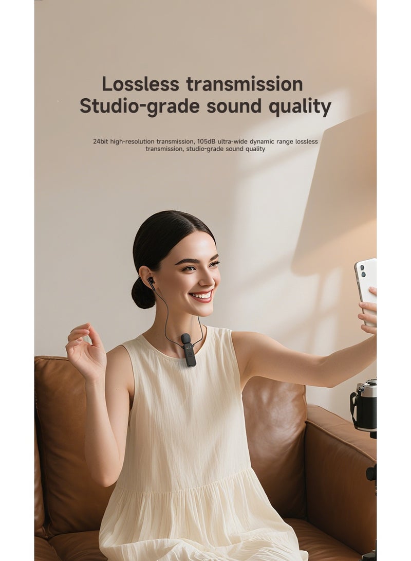 Wireless Lavalier Microphone, TikTok Live Mobile Video Recording 2.4G Noise Cancelling Mini Microphone for Live Video, Recording Video Blogs, Interviews, Online Classes - Image 3