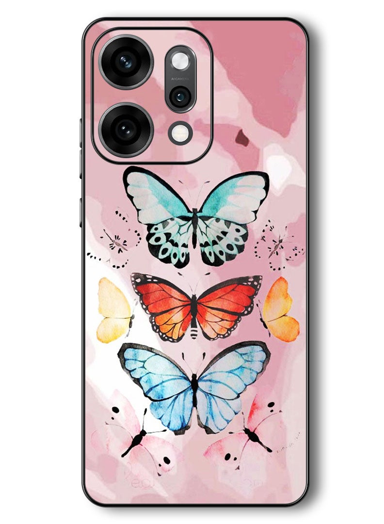 Theodor Case Compatible with Oppo Reno 14 Pro 6.83 Inch Protection Shockproof Bumper Cover Butterflies (2) - Image 1
