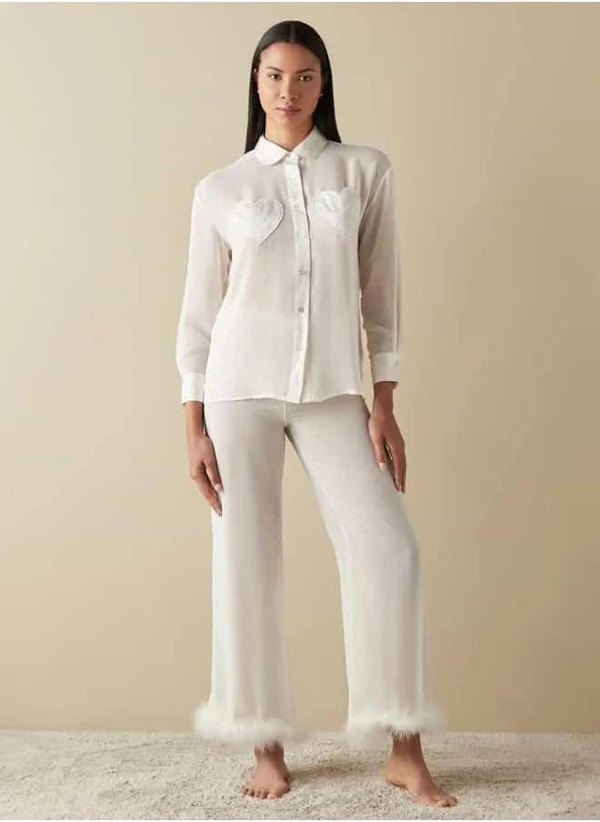 FAV Heart Applique Shirt and Pyjama Set