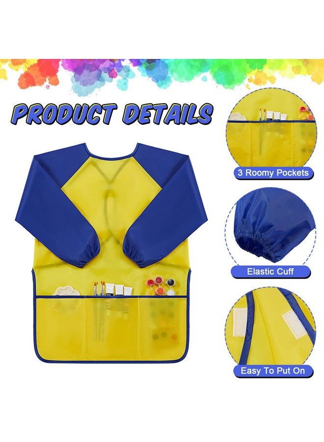Yahenda 18 Pieces Kids Art Smocks Waterproof Painting Smock Art Smocks For Kids With Long Sleeve 3 Pockets Kids Toddler Smock Apron For 2 8 Years - Image 4