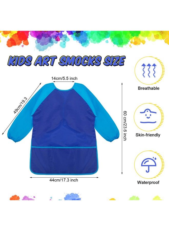 Yahenda 18 Pieces Kids Art Smocks Waterproof Painting Smock Art Smocks For Kids With Long Sleeve 3 Pockets Kids Toddler Smock Apron For 2 8 Years - Image 3