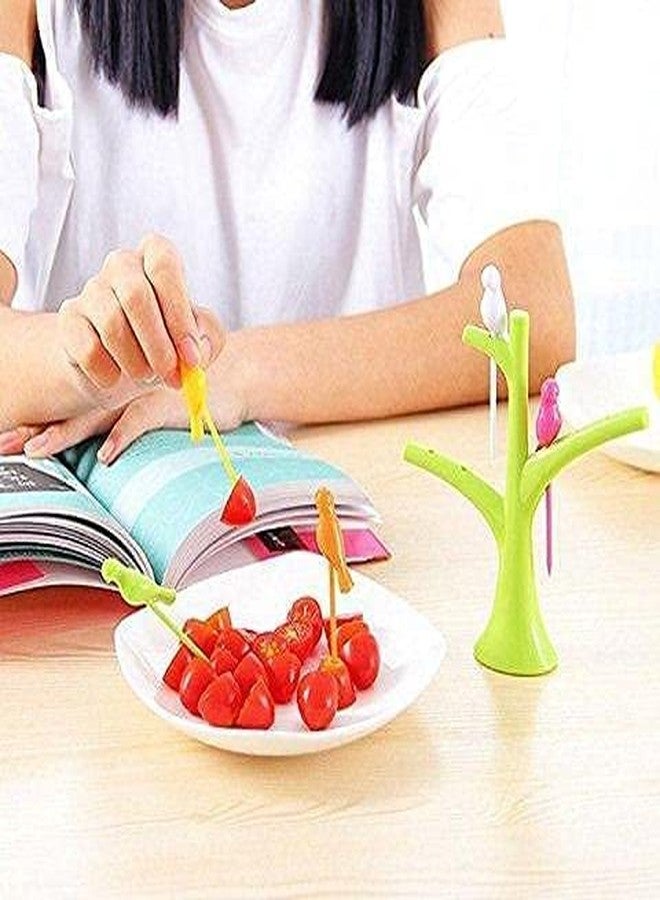 SHRIYAM CRAFTS شوكة على شكل طائر من شريام كرافتس، جذابة على الطاولة وشوكة مثالية لتناول الفاكهة، حامل شوكة فاخر على شكل شجرة (عبوة من قطعة واحدة) - Image 4