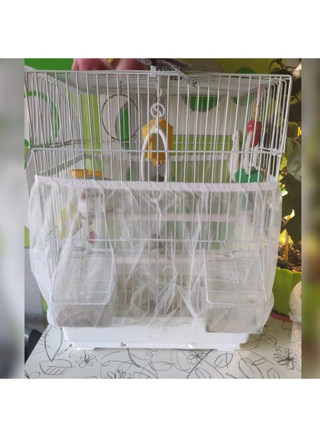 ZARSIO ZARSIO Birdcages Mesh Net Skirt Cover Reusable Stretchy Bird Cage Seed Catcher 35CM (White)  - Image 4