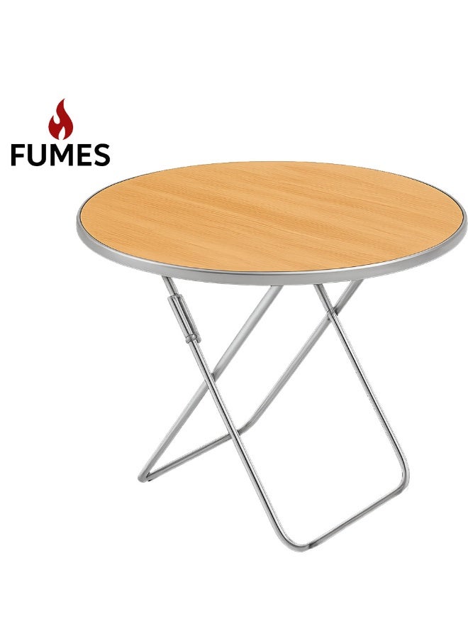 FUMES Portable Round Multipurpose Folding Table with Metal Legs & Wood Finish Top  - Image 1