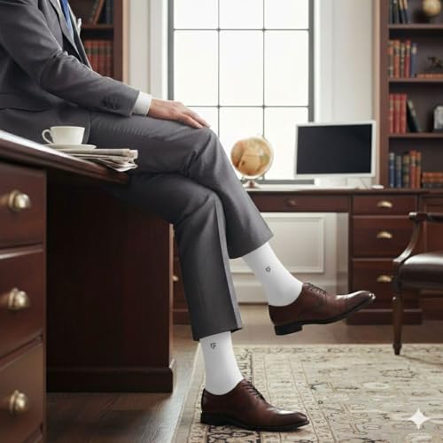 FOOTPRINTS Organic Cotton Odourfree Bamboo Men's Formal Socks Pack of 5- Black, Grey, White, Navy, Brown - Image 4