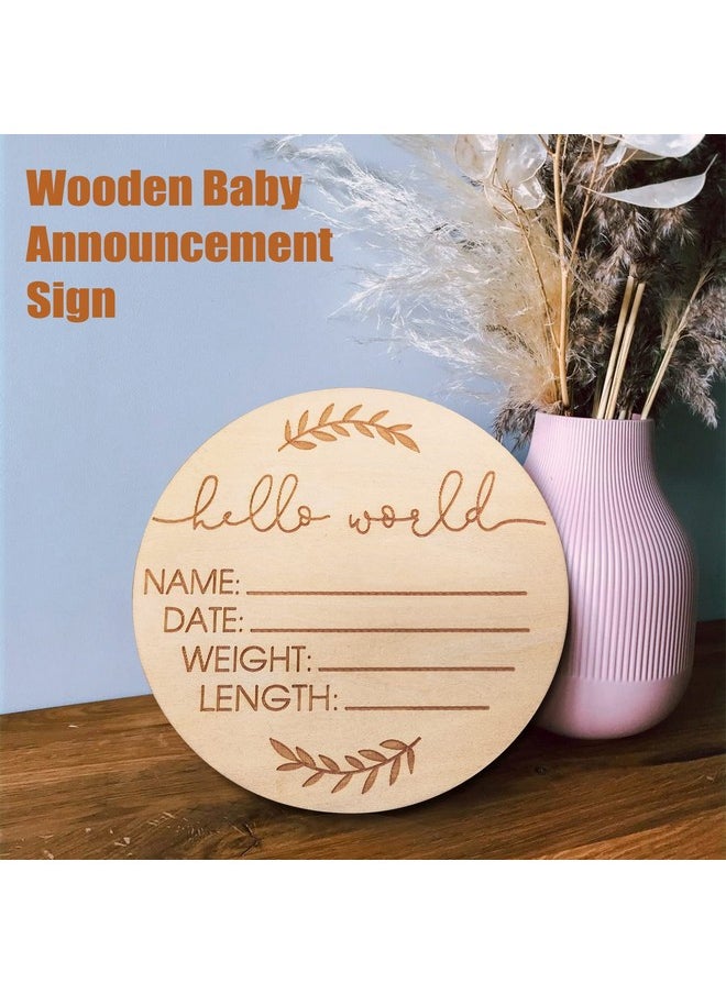 AEGYPIUS - Wooden Baby Name Announcement Sign Birth Announcement Sign Hello World Newborn Sign For Photo Prop Baby Shower Nursery Gift - Image 1