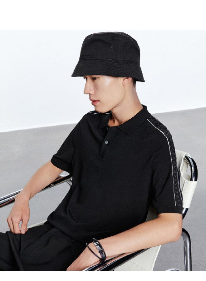 Waxbird Men's Summer Jacquard Webbing Patch Slim Fit Collar Polo Shirt - Image 1