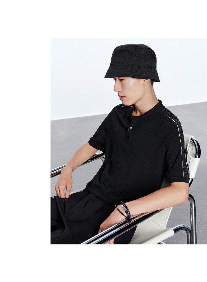 Waxbird Men's Summer Jacquard Webbing Patch Slim Fit Collar Polo Shirt - Image 2