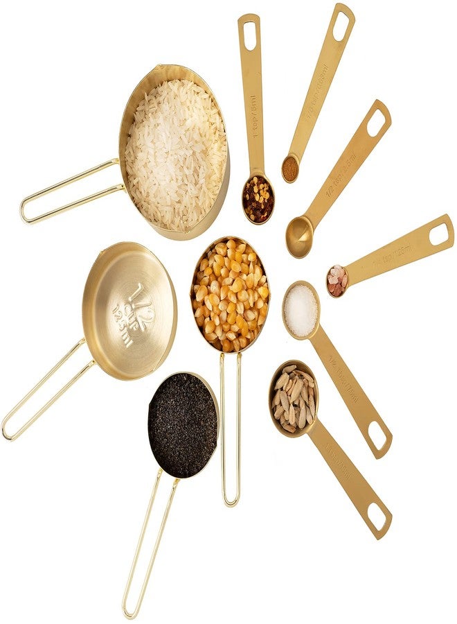 ستيفاني إمبورتس طقم أكواب وملاعق قياس ذهبية مكون من 10 قطع (4 أكواب؛ 6 ملاعق) - Image 1