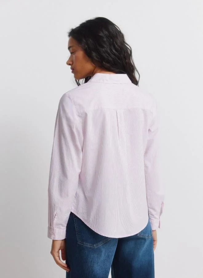 Springfield  Long sleeve shirt with volume, shirt collar, buttons on the front and cuffs, pleated details and lace on the shoulders. for Women | Best Price UAE