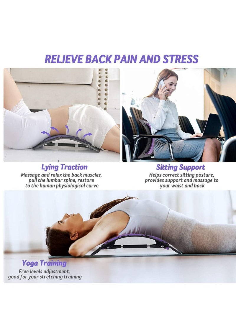 Loquat Back Stretcher - 3 Heights Adjustable Back Stretcher For Pain Relief, Lower Back Stretcher With Massaging Points  Cushion Foam, Spine Deck For Office Chair, Car, Travel(Pink) - Image 2