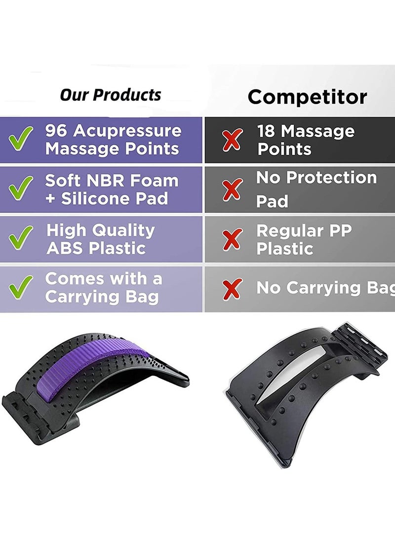 Loquat Back Stretcher - 3 Heights Adjustable Back Stretcher For Pain Relief, Lower Back Stretcher With Massaging Points  Cushion Foam, Spine Deck For Office Chair, Car, Travel(Pink) - Image 4