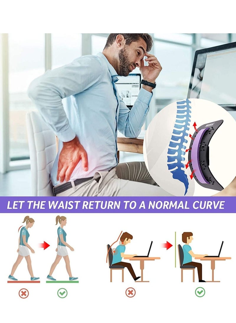 Loquat Back Stretcher - 3 Heights Adjustable Back Stretcher For Pain Relief, Lower Back Stretcher With Massaging Points  Cushion Foam, Spine Deck For Office Chair, Car, Travel(Pink) - Image 5