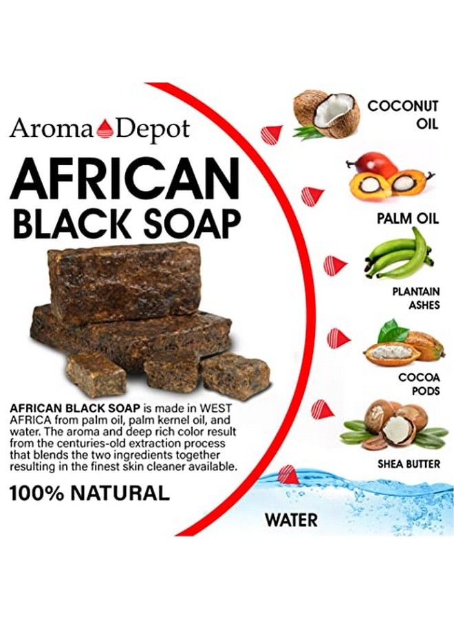 Aroma Depot 1 رطل صابون أسود أفريقي / 16 أونصة 100% صابون خام طبيعي لإزالة حب الشباب والأكزيما والصدفية والندبات غسول الوجه والجسم مصنوع يدويًا بواسطة أروما ديبوت - Image 3