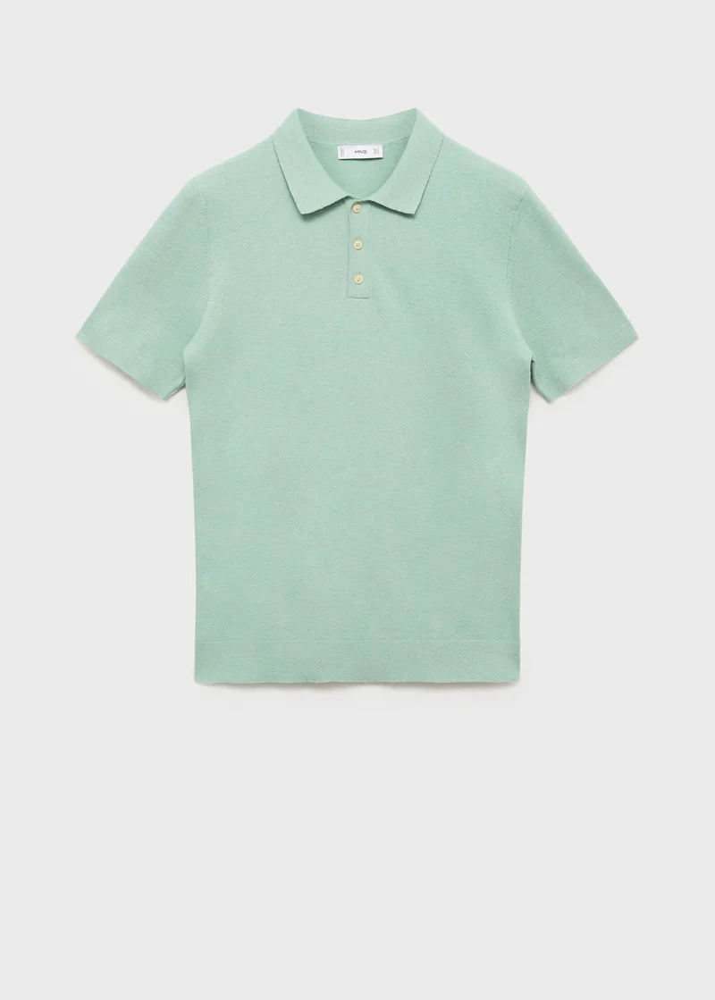 MANGO Fine-knit cotton polo shirt