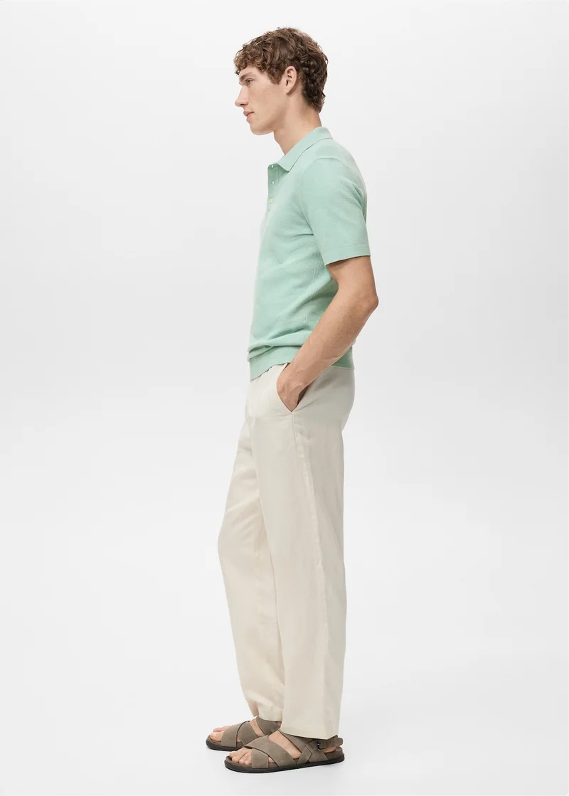 MANGO Fine-knit cotton polo shirt
