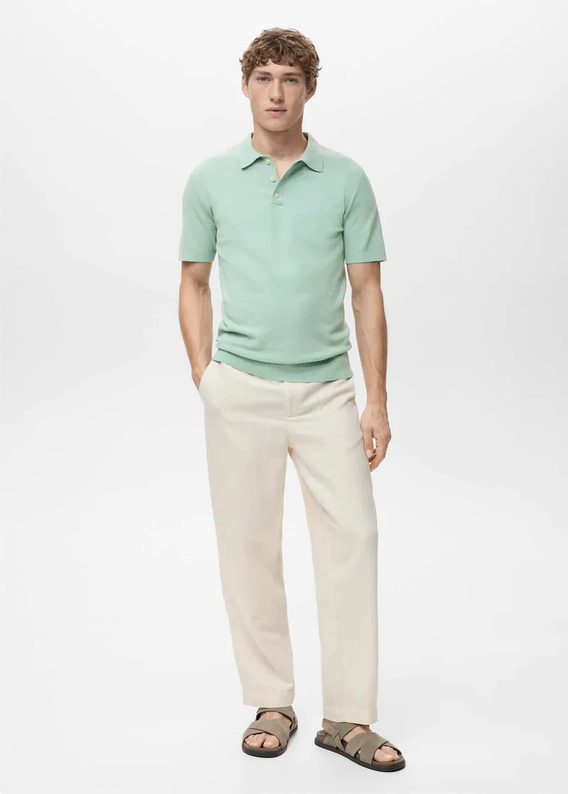 MANGO Fine-knit cotton polo shirt