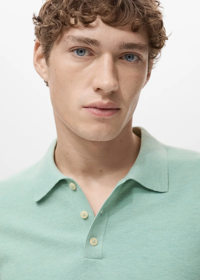 MANGO Fine-knit cotton polo shirt