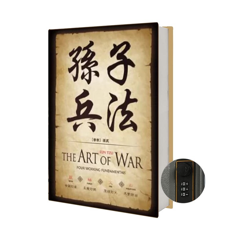 PACOLO Chinoiserie Diversion Book Safe Storage Box (Size 8.7""?6""?2"") With Security Combination Lock Chinese Style Ornaments Secret Hidden Safe (The Art Of War - Combination Lock) - Image 1