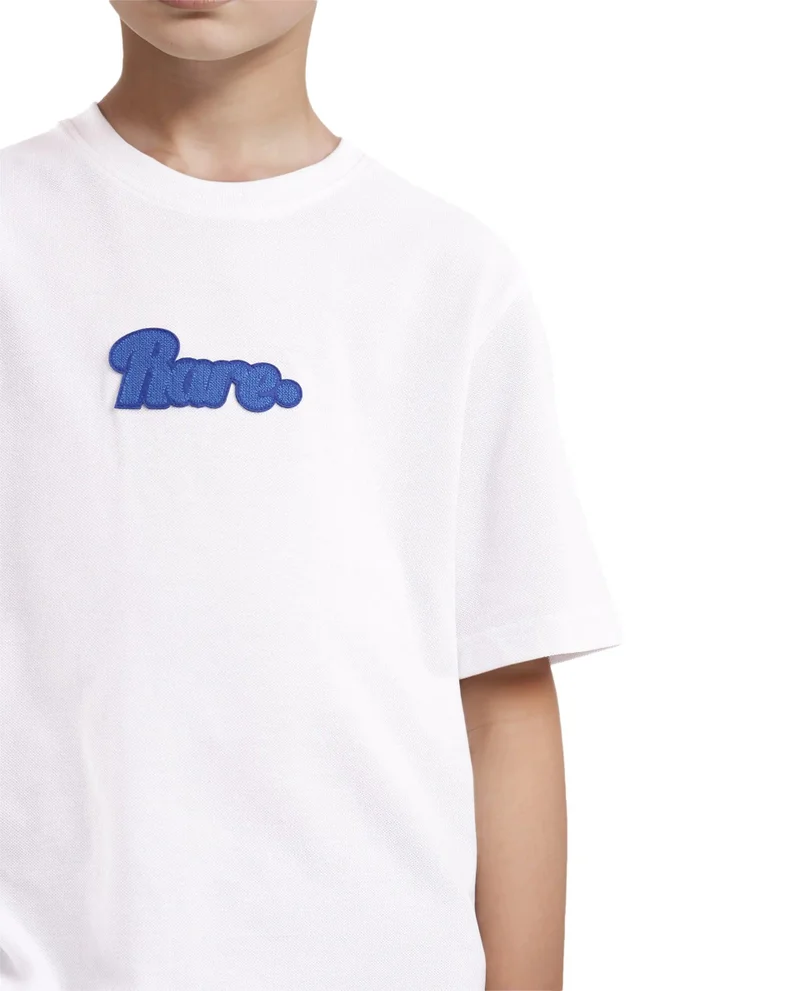 Rare Ones Rare Ones Kids Ride White Cotton Half Sleeves Crew Neck Oversized Fit Towel Embroidery T-Shirt