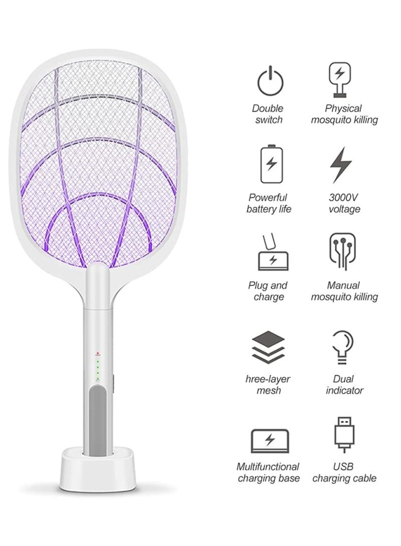 Electric Bug Zapper Racket Mosquito Killer Fruit Fly Swatter Zap Two-In-One USB Rechargeable Electronic Swatter Pest Control - Image 2
