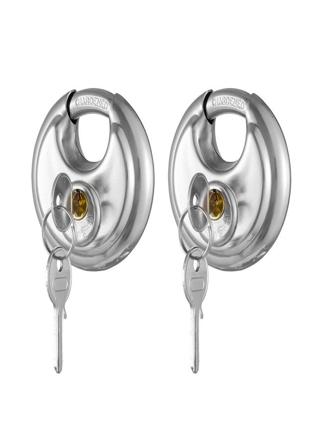 CINCINNO قفل سينسينو القرصي المتشابه، قفل وحدة تخزين من الفولاذ المقاوم للصدأ، عرض 2-3/4 بوصة، قطر 3/8 بوصة، أقفال قرصية للسقائف والمرائب والأسوار، عبوة من قطعتين - Image 1