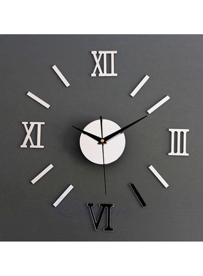 OUTAD Round Analog 3D Sticker Mirror Effect Wall Clock Silver/Black - Image 2