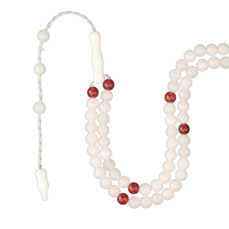 Tasbih Premium Muslim Prayer Beads Made with Natural Stone Beads for Daily Misbaha and Meditation 4mm 99 Beads Jade Milky