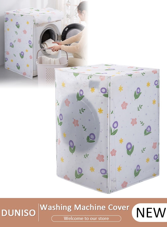 DUNISO Washing Machine Cover, Full-automatic Roller Washing Machine Cover with Zipper, Waterproof Sunscreen and Dustproof Protection Cover for Most Front Load Washer and Dryer - Image 1