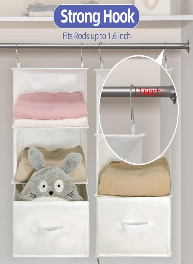 Twira 6-Shelf Hanging Closet Organizer, 2 Separable 3-Shelf Hanging Shelves, Hanging Storage with 3 Removanle Drawers 4 Side Pockets for Wardrobe, Nursery, Drom, Baby Clothes Organization White - Image 4