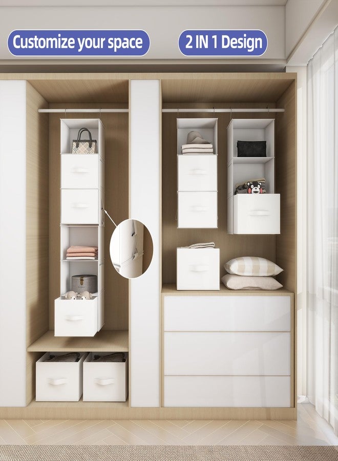 Twira 6-Shelf Hanging Closet Organizer, 2 Separable 3-Shelf Hanging Shelves, Hanging Storage with 3 Removanle Drawers 4 Side Pockets for Wardrobe, Nursery, Drom, Baby Clothes Organization White - Image 5